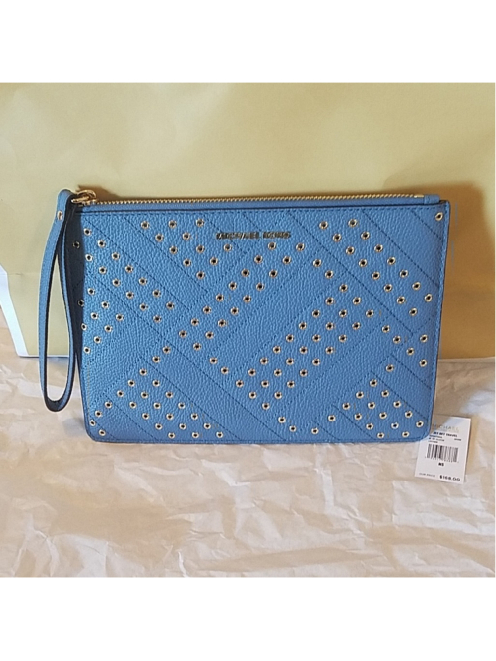 Michael Kors Large Zip Clutch Denim Blue